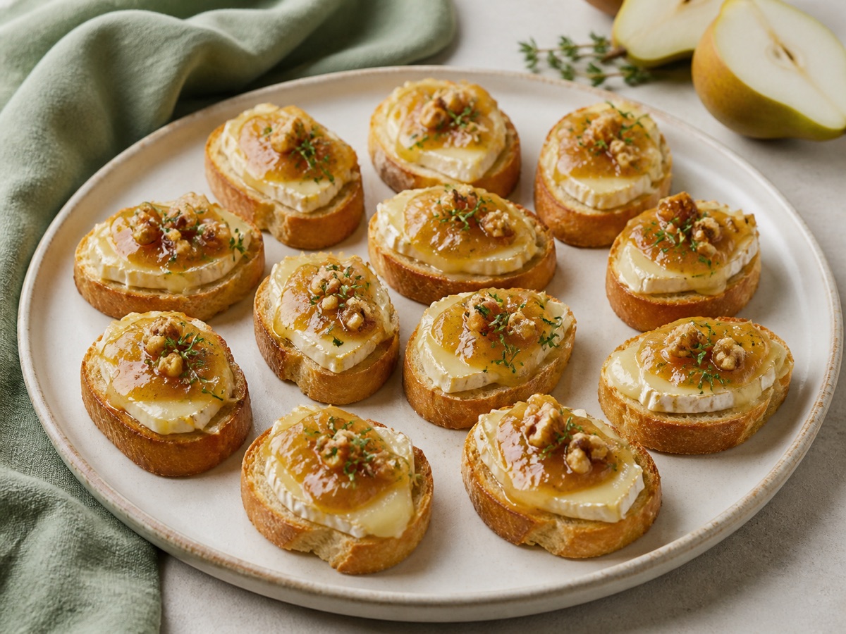 Crostini met brie en perenjam