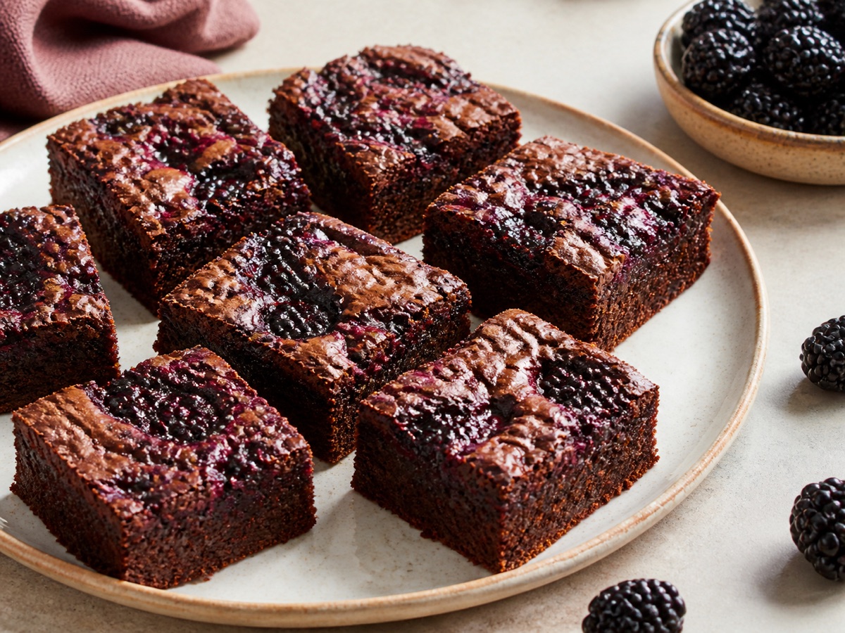 Brownies met bramenjam-swirl
