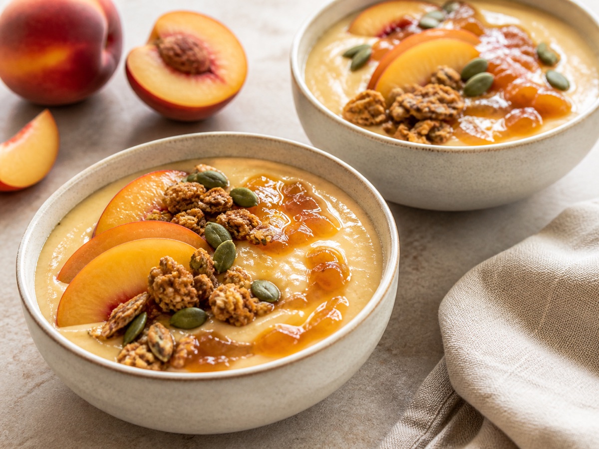 Smoothiebowl met perzikjam